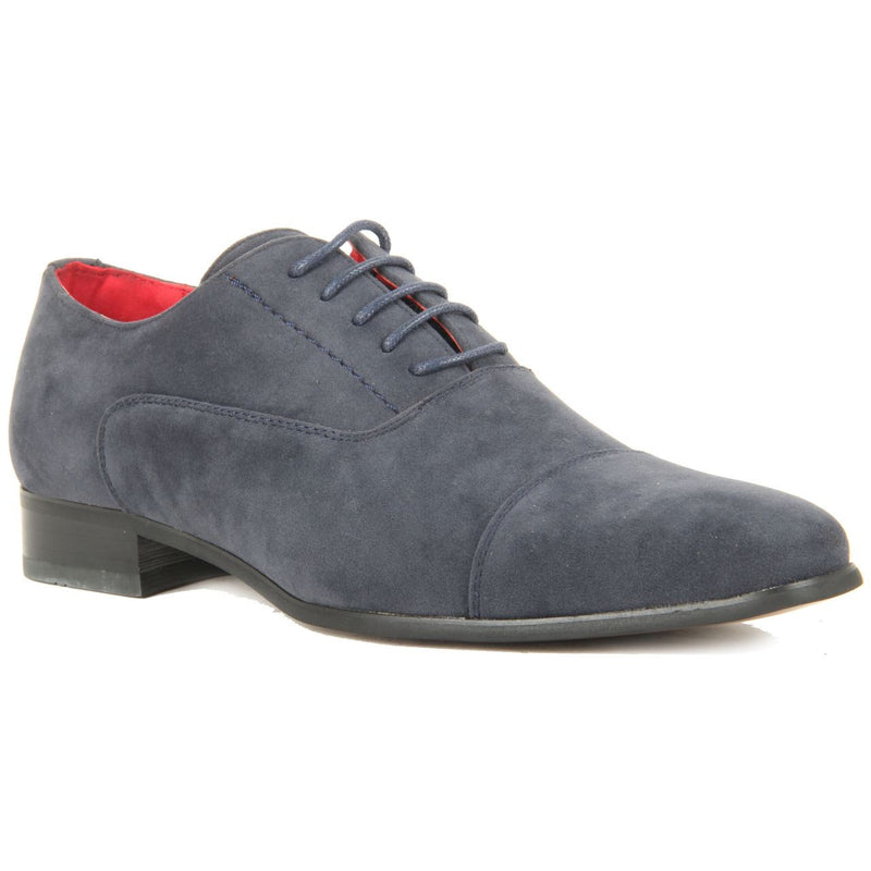 Mens Lace Up Capped Toe Smart Spectator Shoes - Mario (Suede Blue)