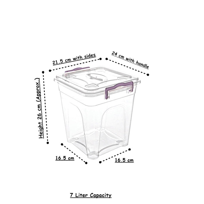 5x Plastic Storage Box With Lid - 7L