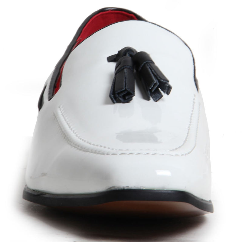 Decorative Stitch Western Heel Shoes - Jersey (Patent White)