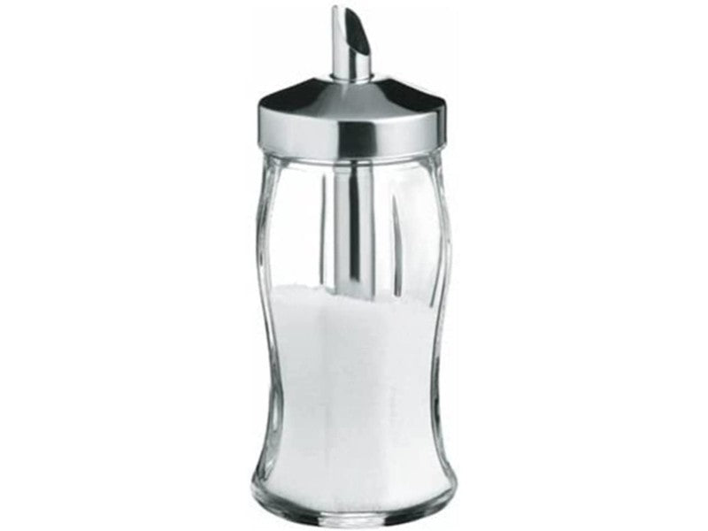 2x Glass Sugar Shaker. Sugar Dispenser Pourer. Sugar Jar. Stainless Steel Top.