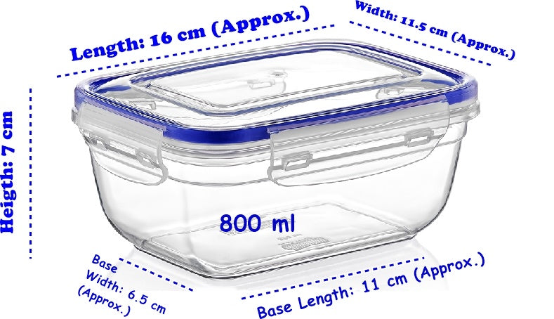 Plastic Rectangle Food Storage Container with Lid. (4 pcs) (400/800/1400/2300 ml).