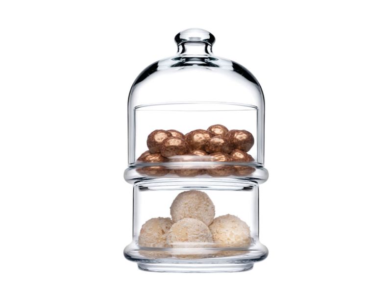 Decorative Patisserie Domed Jar. 2 Tier Glass Cake Macaron Cookie Containers.