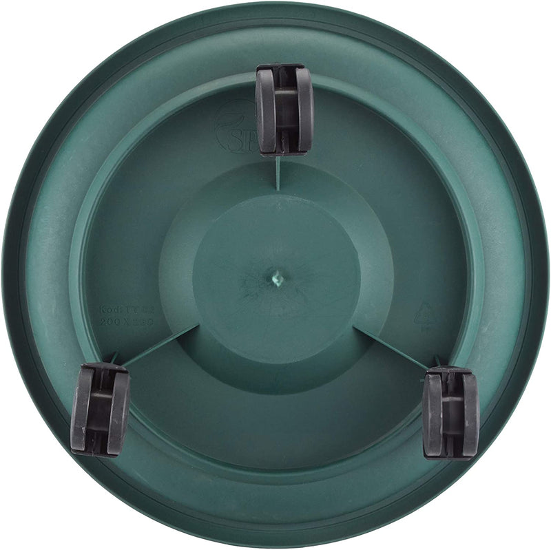 Movable Planters with Wheels. Round Caddy Plant Mover Stand Tray Saucer. (Green)