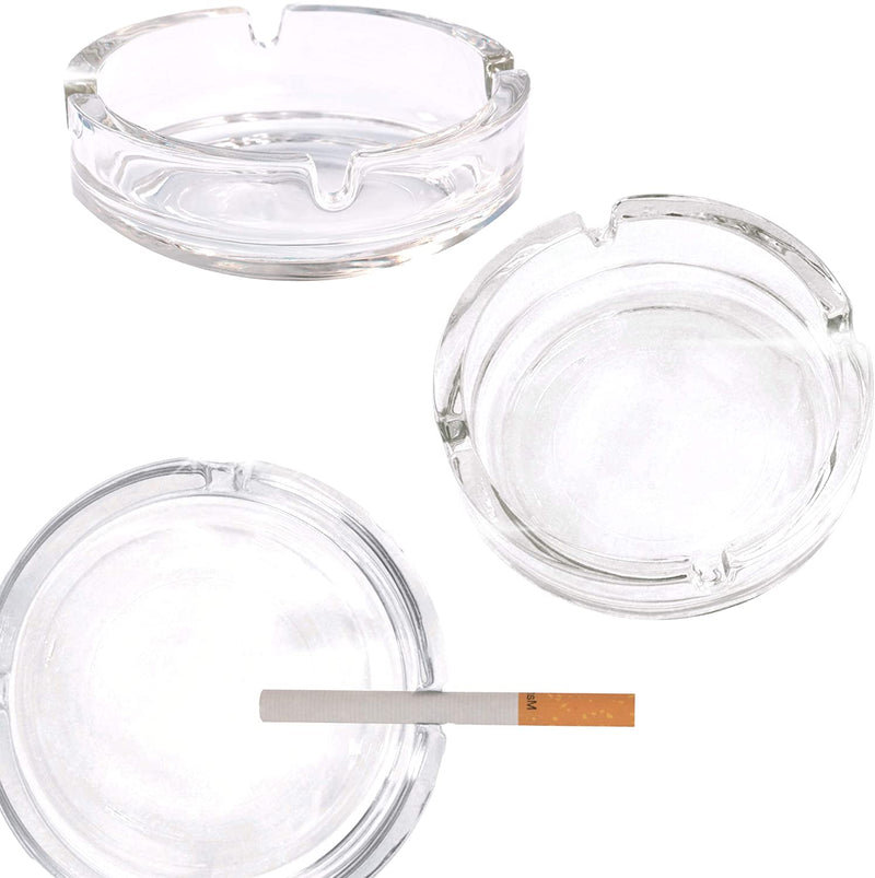 Large Glass Ashtray. Cigarette Grove Stackable. (Set of 2)