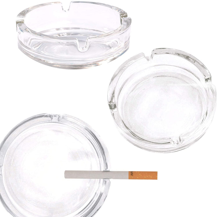 Large Glass Ashtray. Cigarette Grove Stackable. (Set of 2)