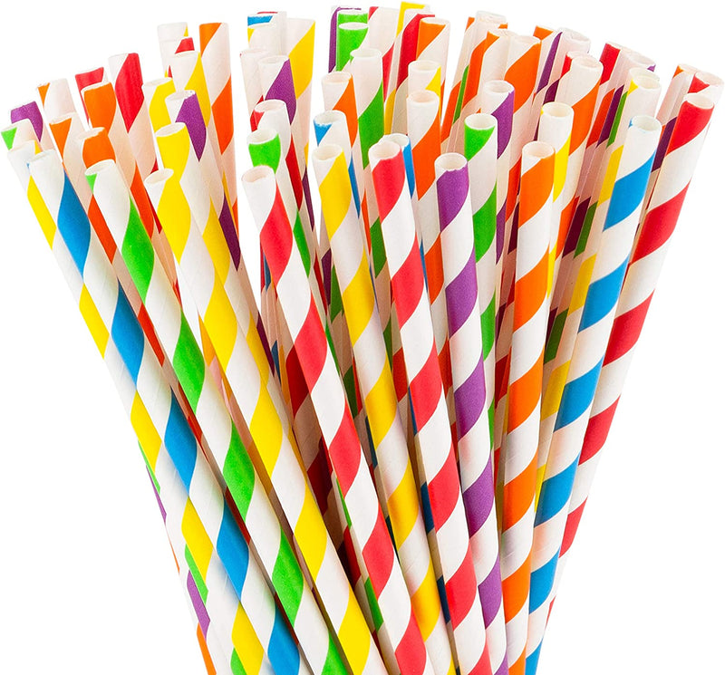 Multicoloured Paper Straw. (Pack of 250)