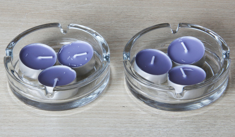 Large Glass Ashtray. Cigarette Grove Stackable. (Set of 2)