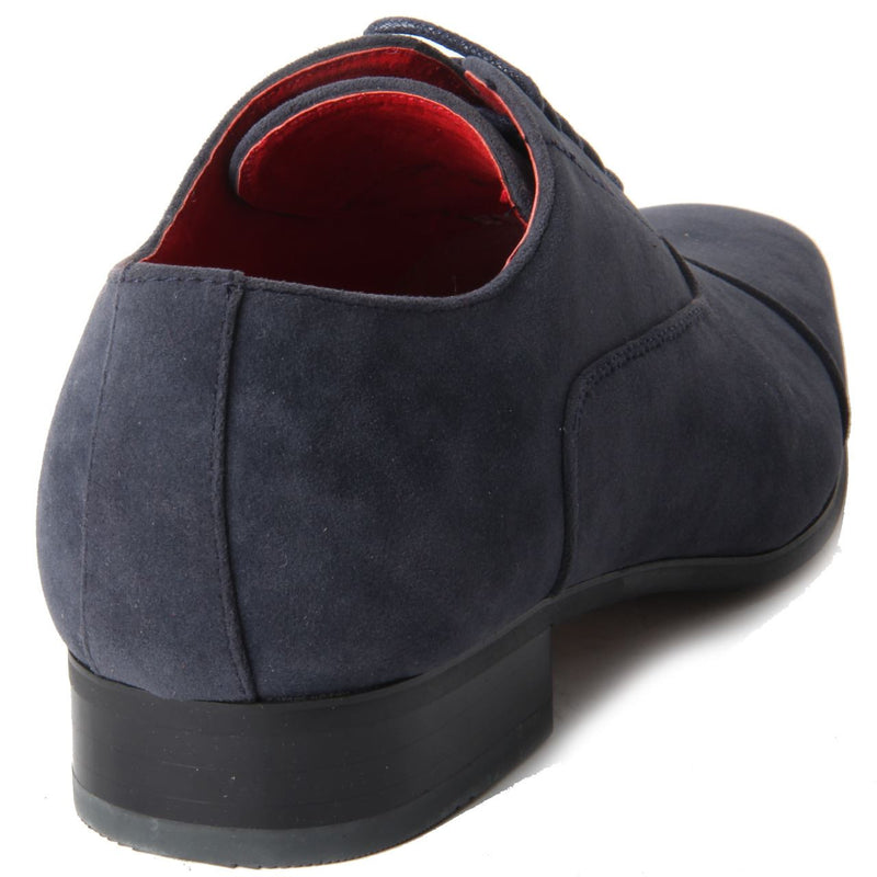 Mens Lace Up Capped Toe Smart Spectator Shoes - Mario (Suede Blue)