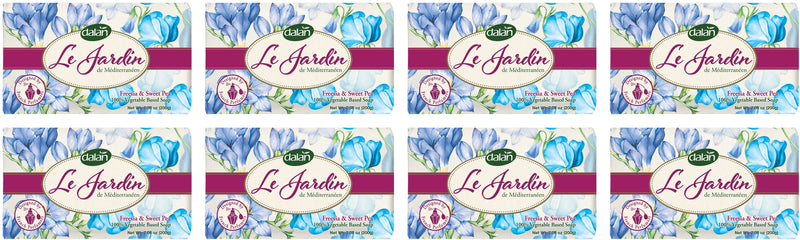 Natural Vegetable Soap Bar. (Pack of 8) Freesia & Sweet Pea Scented Soap. Gift Soap Set. (200g)