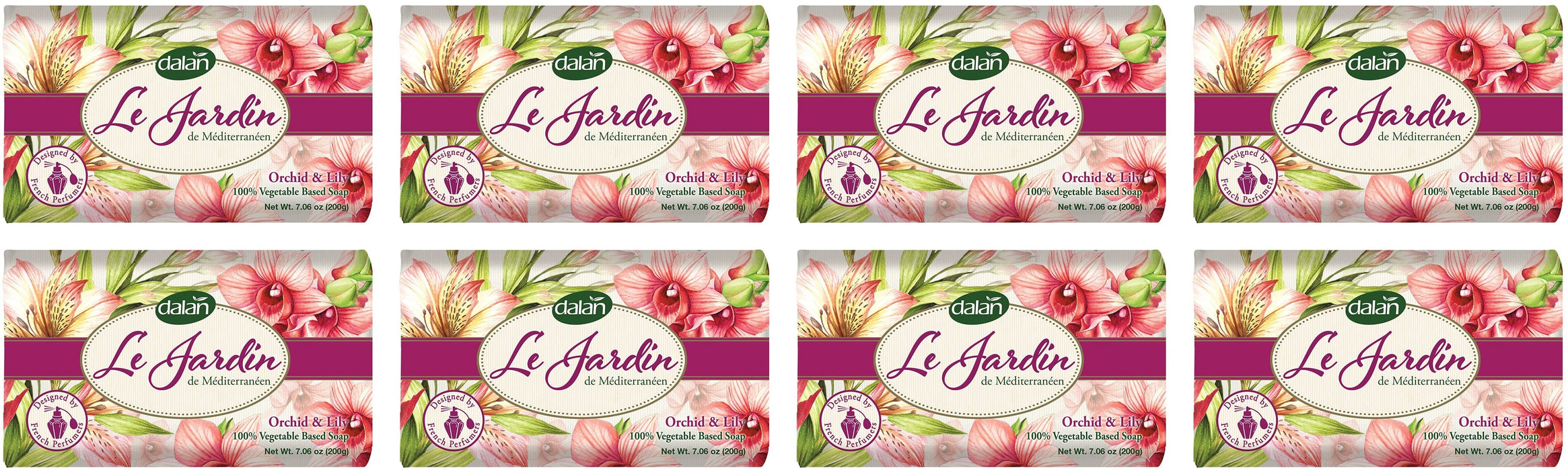Orchid & Lily Vegetable Soap Bar - Exquisite Scented Soap (Pack of 8, 200g Each)