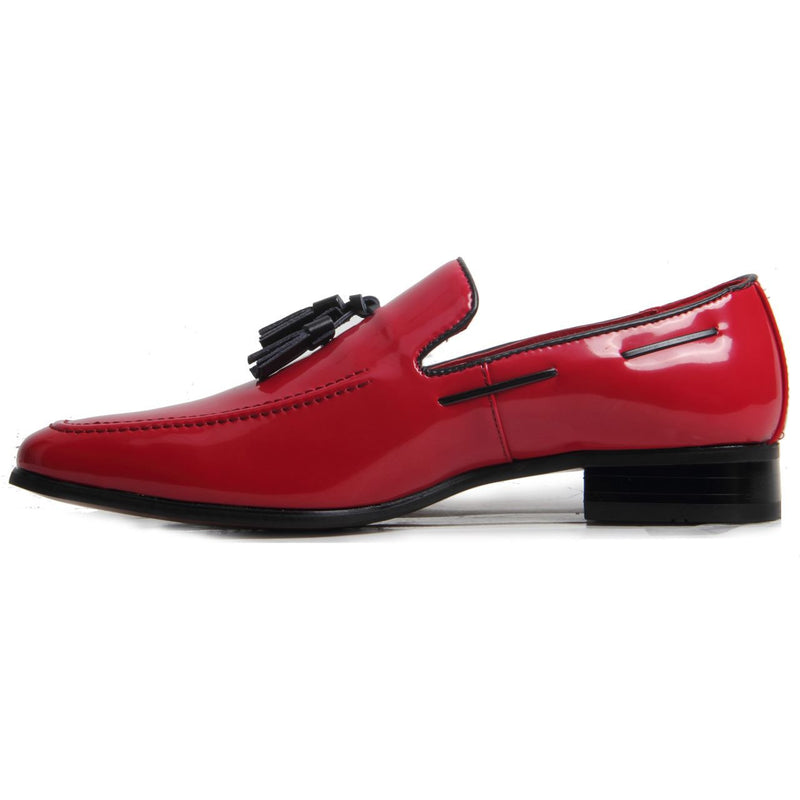 Decorative Stitch Western Heel Shoes - Jersey (Patent Red)