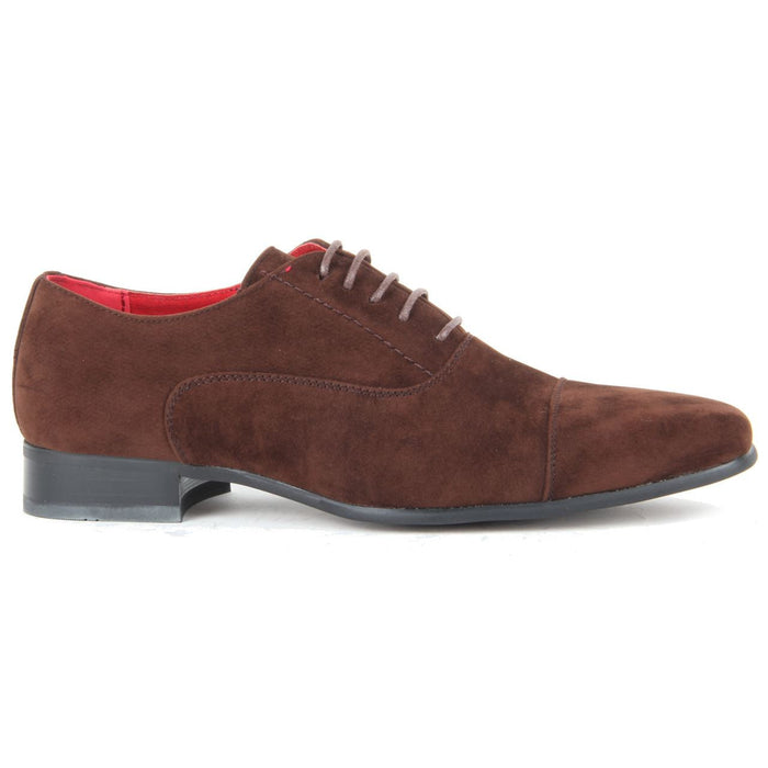 Mens Lace Up Capped Toe Smart Spectator Shoes - Mario (Suede Brown)