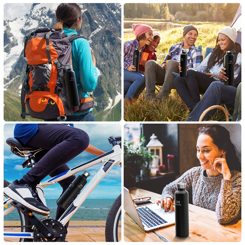 1L Stainless Steel Water Bottle. Portable&Leak-Proof. Keep Cold&Hot. Vacuum Insulated.