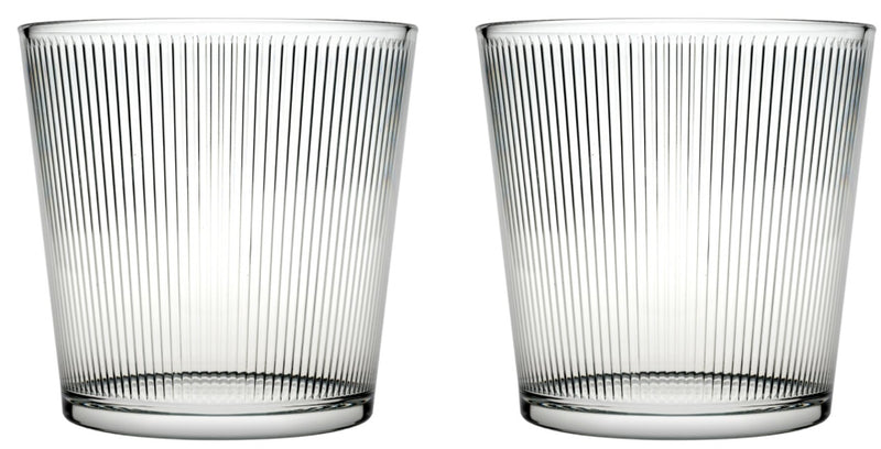 2x Glass Orchid Flower Pot. Stripe Straight Line Design Round Vase. Decorative Pot.