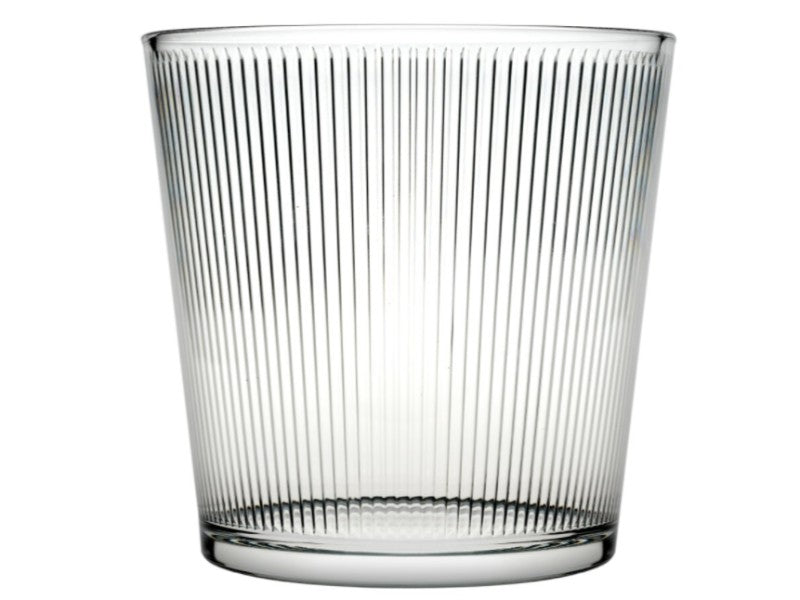 Glass Orchid Flower Pot. Stripe Straight Line Design Round Vase. Decorative Pot.