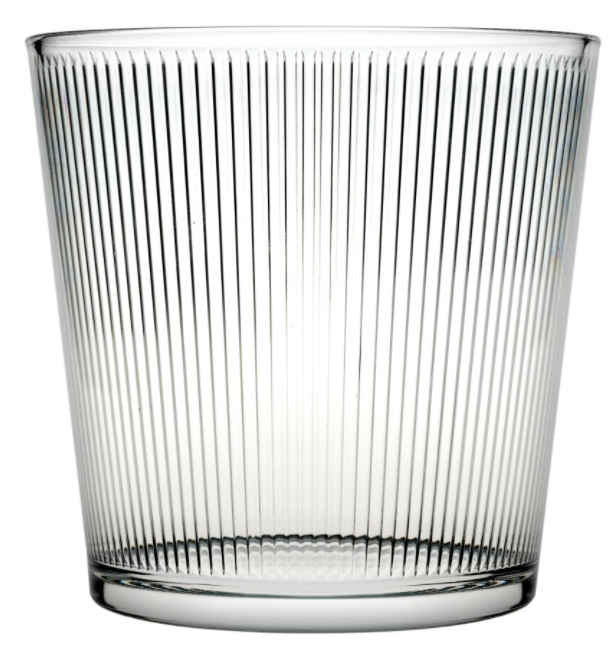 Glass Orchid Flower Pot. Stripe Straight Line Design Round Vase. Decorative Pot.