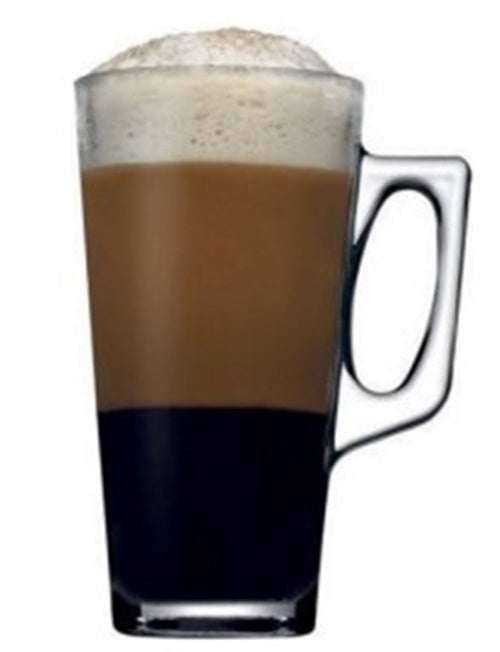 Glass Coffee Mugs. Latte Glasses. Glass Mug with Handle. (Pack of 6) (385 ml)