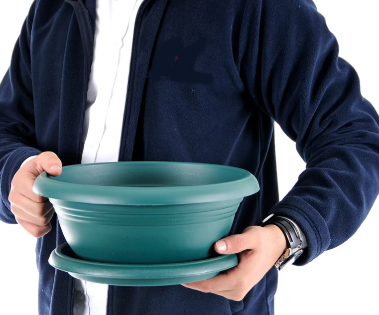 Wide Shallow Flower Pots with Saucer. Plastic Succulent Planter. (Diameter 29 cm)