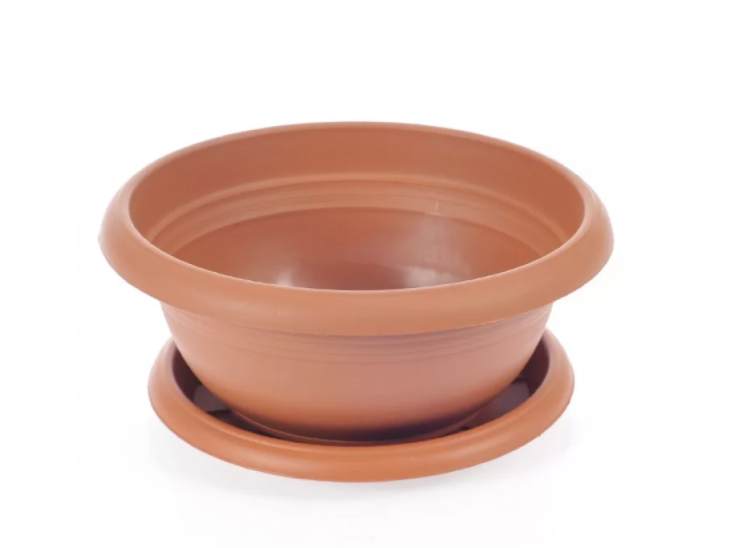 Wide Shallow Flower Pots with Saucer. Plastic Succulent Planter. (Diameter 29 cm)