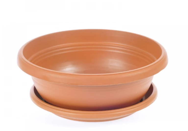 Wide Shallow Flower Pots with Saucer. Plastic Succulent Planter. (Diameter 34 cm)