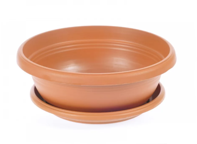 Wide Shallow Flower Pots with Saucer. Plastic Succulent Planter. (Diameter 41 cm)