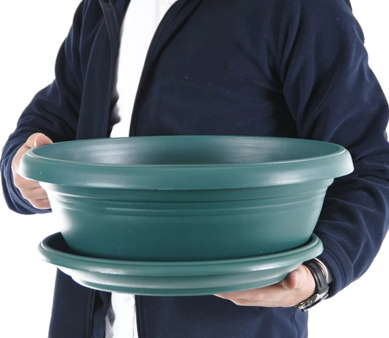 Wide Shallow Flower Pots with Saucer. Plastic Succulent Planter. (Diameter 60 cm)