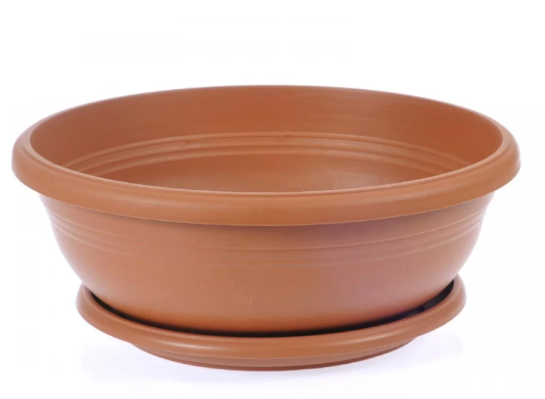 Wide Shallow Flower Pots with Saucer. Plastic Succulent Planter. (Diameter 50cm)