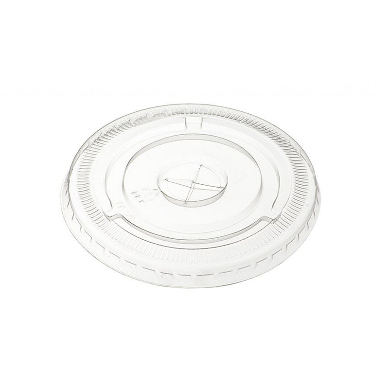 Go-Pak Clear Round Pet Flat Lid With Straw Slot. (100 mm) (Box of 850)