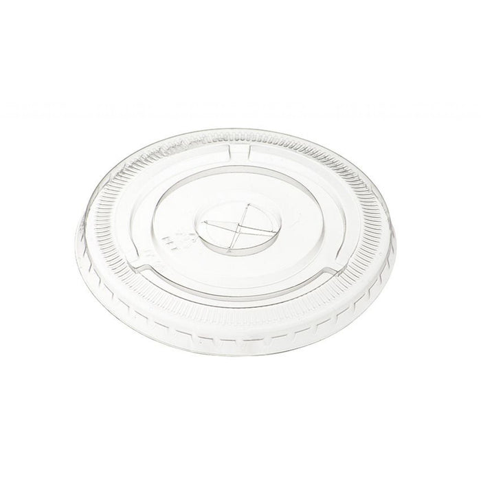 Go-Pak Clear Round Pet Flat Lid With Straw Slot. (100 mm) (Box of 850)