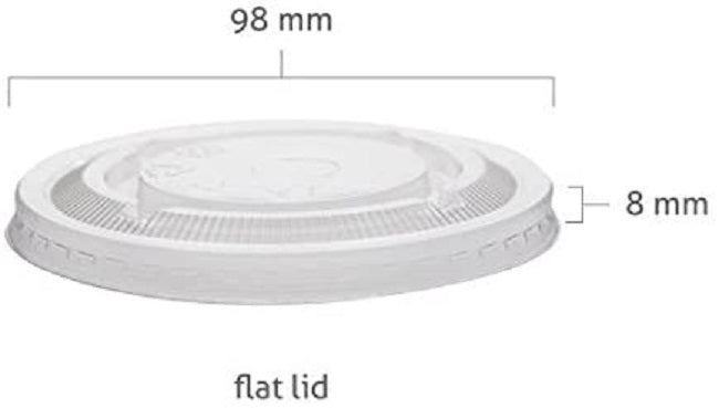 Go-Pak Clear Round Pet Flat Lid With Straw Slot. (98 mm) (Box of 1000)