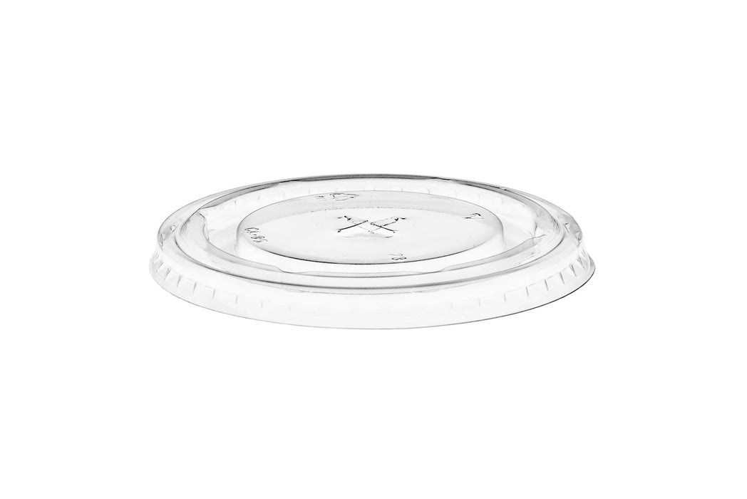 Go-Pak Clear Round Pet Flat Lid With Straw Slot. (98 mm) (Box of 1000)