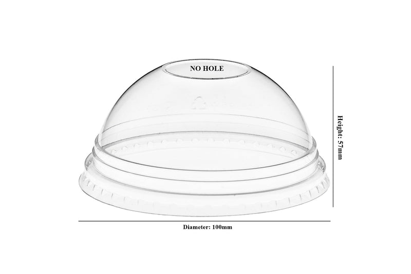 Go-Pak Smoothie Cup Domed Lid. No Hole. (16 / 20 / 24 oz) (100 mm) (Box of 1000)