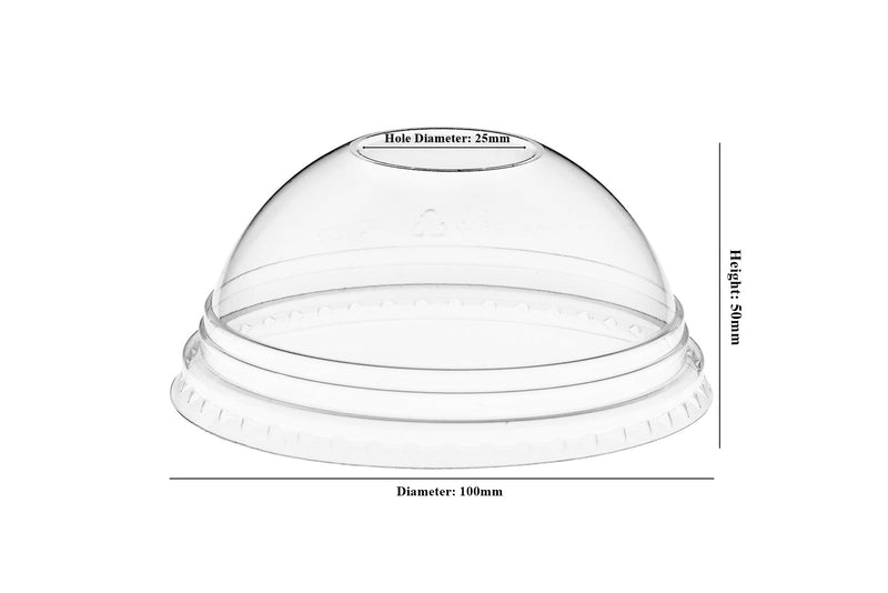 Go-Pak Smoothie Cup Domed Lid with Hole.(16 / 20 / 24 oz) (100 mm) (Box of 1000)