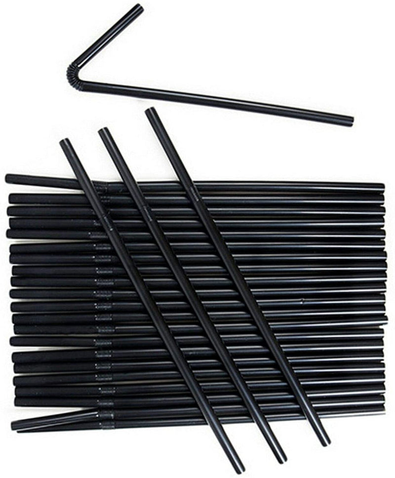 Black Bendy Drinking Cocktail Straws. Biodegradable. (250 Pieces) (195 x 5 mm)