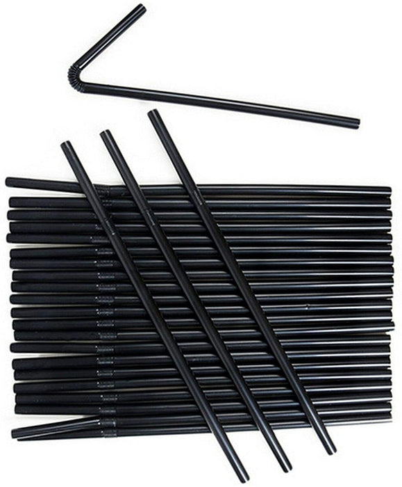Black Bendy Drinking Cocktail Straws. Biodegradable. (250 Pieces) (195 x 5 mm)