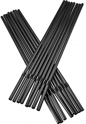Black Bendy Drinking Cocktail Straws. Biodegradable. (250 Pieces) (195 x 5 mm)