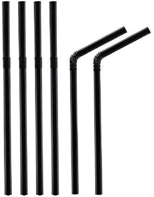 Black Bendy Drinking Cocktail Straws. Biodegradable. (10000 Pieces) (195 x 5 mm)