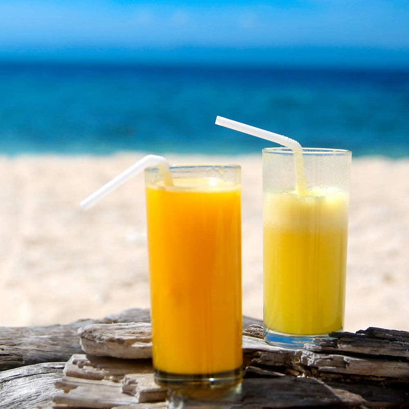 Clear Flexi Drinking Cocktail Straws. Biodegradable. (10000 Pieces) (195 x 5 mm)