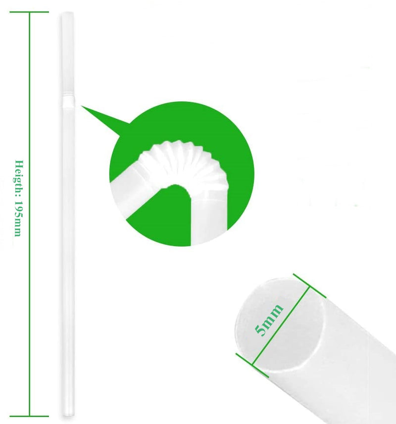 Clear Flexi Drinking Cocktail Straws. Biodegradable. (10000 Pieces) (195 x 5 mm)