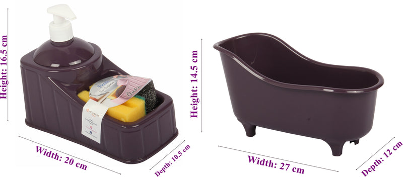 Soap Dispenser with Sponge and Steel Scourer & Multipurpose Organizer Tub Set.