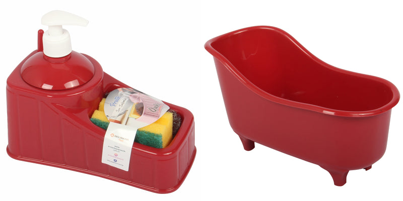 Soap Dispenser with Sponge and Steel Scourer & Multipurpose Organizer Tub Set.