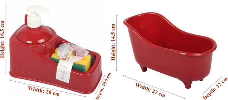 Soap Dispenser with Sponge and Steel Scourer & Multipurpose Organizer Tub Set.