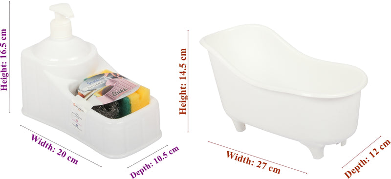 Soap Dispenser with Sponge and Steel Scourer & Multipurpose Organizer Tub Set.