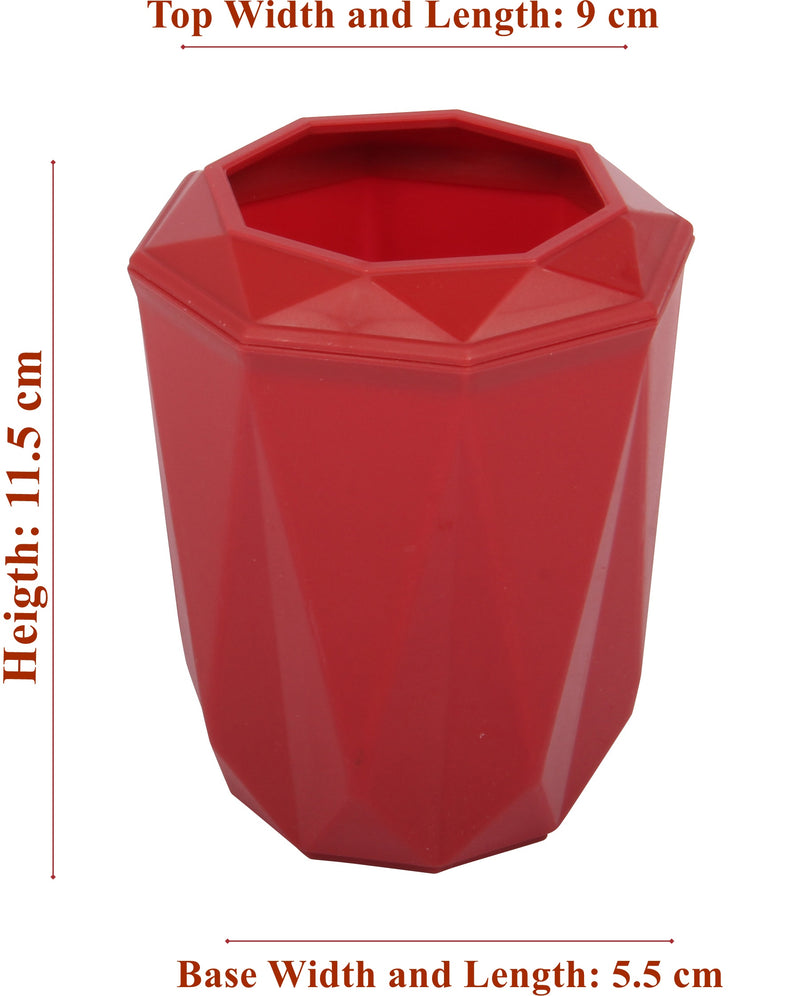 Strong Plastic Bathroom Soap Dispenser & Toothbrush Holder Set. (Red)