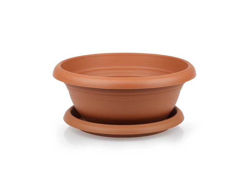 Wide Shallow Flower Pots with Saucer. Plastic Succulent Planter. (Diameter 34 cm)