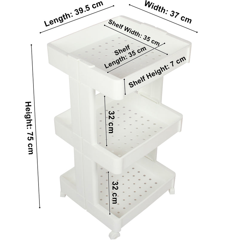 3 Tier Wheels Trolley Storage Rack. Organizer Shelves For Kitchen Bathroom.