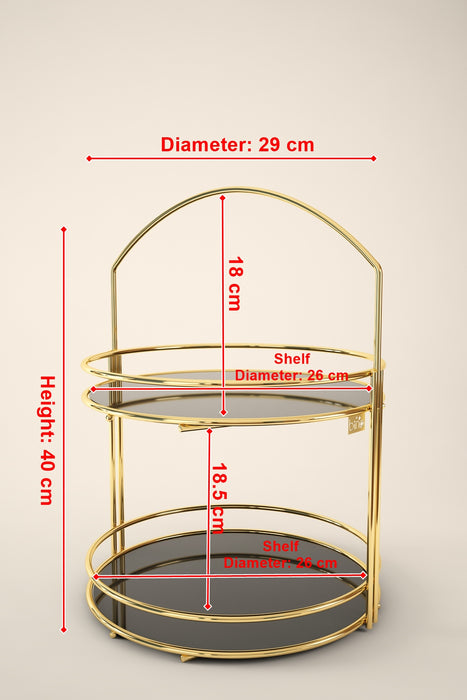 Decorative 2 Tier Multifunctional Tray. Round Stainless Steel Serving Tray.