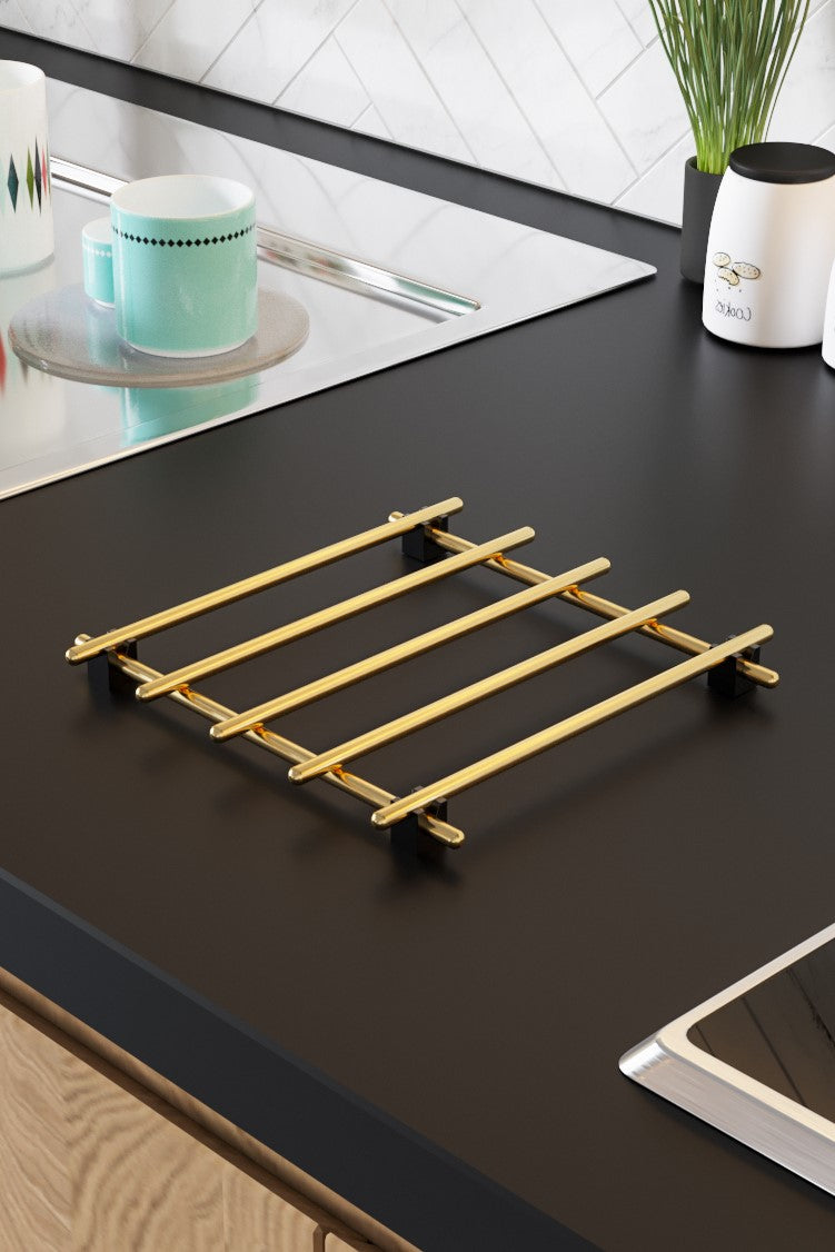 Stainless Steel Square Trivet. Pot & Pan Worktop Stand. (Set of 2) (20 x 20 cm).