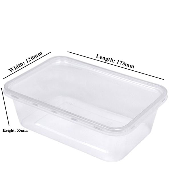 Majestic Clear Microwavable Rectangular Container & Lid. (750 ml) (Box of 250)