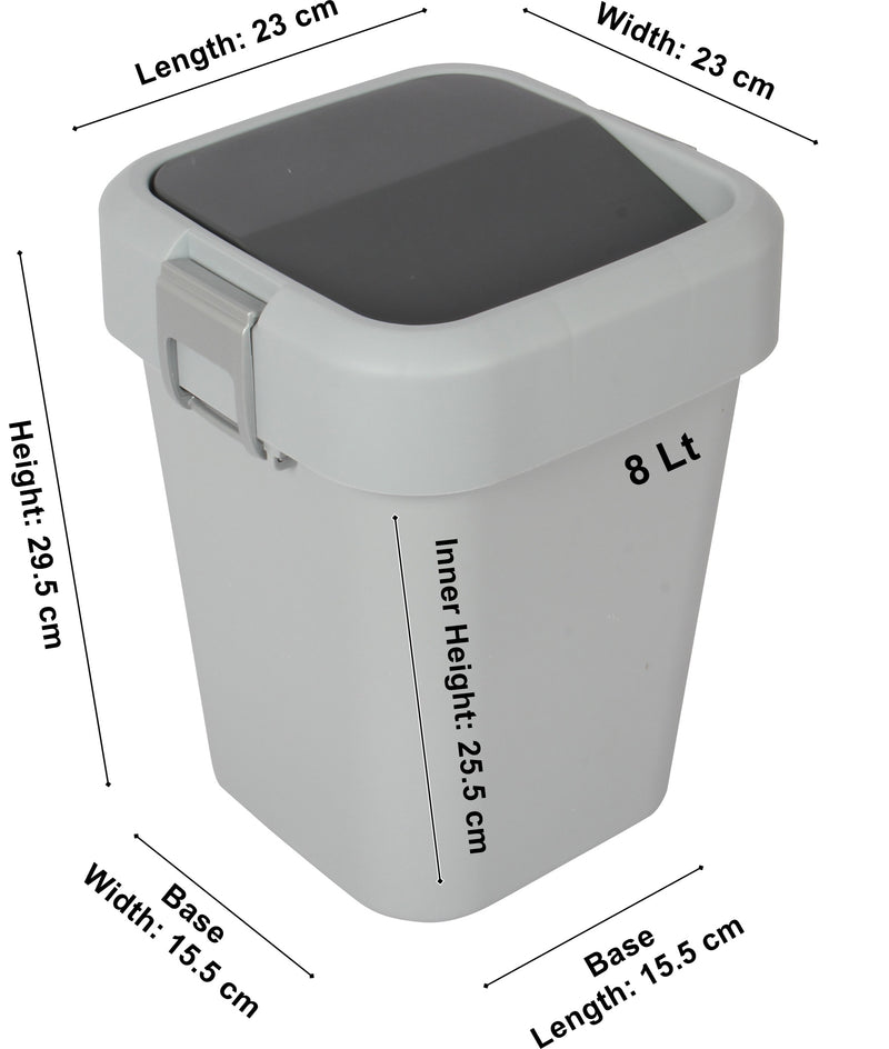 8 Litre Plastic Swing Top Bin. In and Outdoor Dustbin Waste Bin Container.